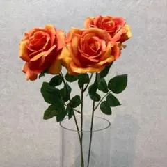 東京堂 薔薇 造花 ブリリアントローズ オレンジ 3本セット 造花 まとめ売り