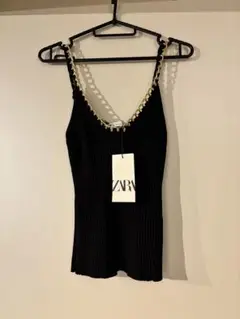 ZARA ブラック リブ編み キャミソール S