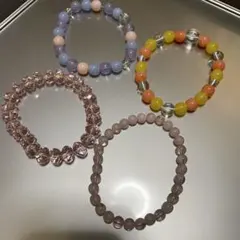 パステルビーズ ブレスレット 4個セット