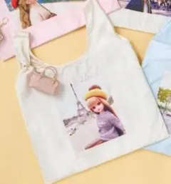 リカちゃん ボストン風 ケースチャーム付き エコバッグ アイボリー スリーピー