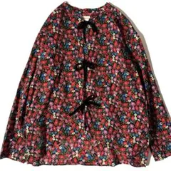 メヤメ ブラウス ジャケット 花柄 ベロア リボン 羽織 シャツ 長袖のサムネイル