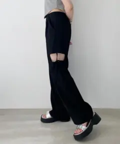 Heather スリットデザインパンツ ブラック 黒のサムネイル