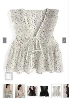 GRL フリルリボン花柄シフォンブラウス[dh1392] タグ付き新品未使用