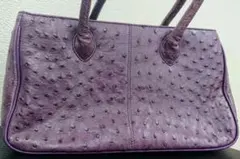 B オーストリッチレザー ハンドバッグ パープル