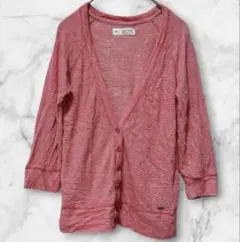 ガレージ 赤×白 ボーダー カーディガン 薄手 柔らか素材 七分袖 春夏 【S】