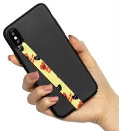 HIGHLOOP スマホストラップ イエロー ハート柄
