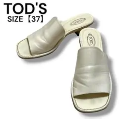 TOD'S トッズ サンダル ホワイト 37 レザー キトゥンヒールミュールのサムネイル