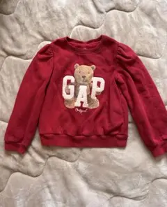 GAP 赤 クマ刺繍 トレーナー 5歳　裏起毛