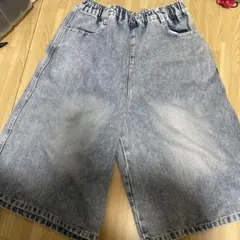 デニムハーフパンツ ゴムウエスト