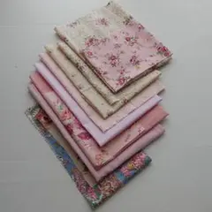 布セット☆ピンク系の薔薇（ローズ）柄のはぎれなど10種類☆バラの花束☆ミニチュア