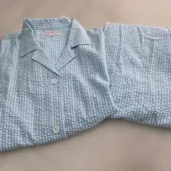 HELLO KITTY 水色 チェック柄 パジャマ Mサイズ