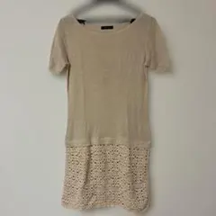 COMME CA ISM 半袖ニット ベージュ Mサイズ チュニック　ワンピースのサムネイル