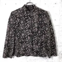 訳あり新品 HARDY AMIES 花柄 スキッパーカラー 長袖ブラウスシャツのサムネイル