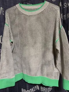 しまむら　メッシュ編み長袖セーター