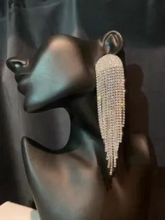 【現役選手厳選】大会用ステージイヤリング ロング シルバー クリスタル JBBF