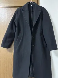 無印良品　再生ウール混チェスターコート（黒）