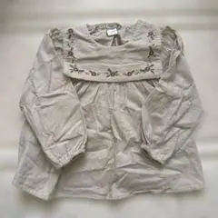 テータテート　セーラー襟　花刺繍　シャツコールブラウス　100cm