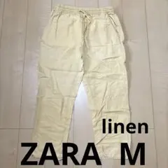 ZARA ザラ　イエロー パンツ ゴムウエスト　麻混　リネン　レディース　Mのサムネイル