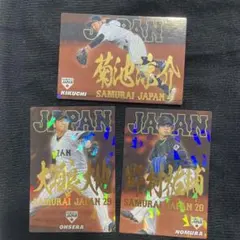 広島カープ菊池・大瀬良・野村プロ野球チップスカード侍ジャパン（金箔ネーム入り）