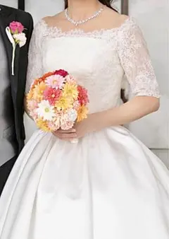 ウエディング　ボレロ　レース　花柄