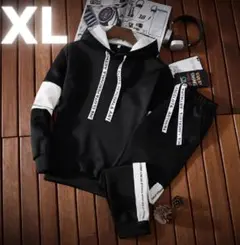 ジャージ XL セットアップ 黒 メンズ フーディー ジム おしゃれ スウェット