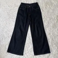Strevra　ワイドレッグデニムパンツ　S　ブラック　ジーンズ◆A756
