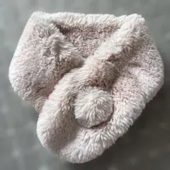 ポンポン付き淡いピンクマフラー　ピンク