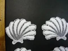 (NM045)人気のシェル柄！白の綿ケミカルレースのモチーフ(３ペア)