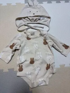 プティマイン　ミッフィー　帽子　ロンパース　70