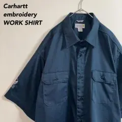 《刺繍デザイン》Carhartt カーハートワークシャツオーバーサイズXXL