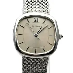 ペ*コ様 稼働 SEIKO CREDOR 腕時計 シルバー 純正メッシュベルト 