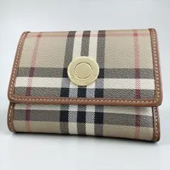 BURBERRY【美品】PVC&レザー 3つ折り コンパクト財布 ノバチェック