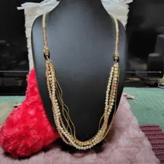 ゴールド パール 多層ロングネックレス