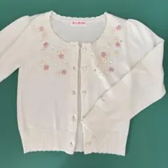 メゾピアノ　ホワイト　ニットカーディガン L 130,140