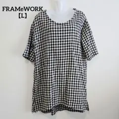 FRAMeWORK ギンガムチェック 半袖チュニック コットン×ウール×リネン混のサムネイル