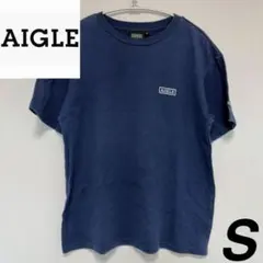 【エーグル】 Tシャツ S ネイビー 半袖 ロゴ 古着のサムネイル