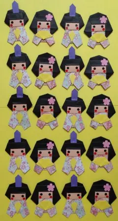 No.951(*´ω｀*)☆ミニひな祭り折り紙「20個」黒髪☆