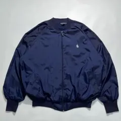 希少】 NAUTICA ブラウン ボンバーフライトジャケット 90s 襟レザー