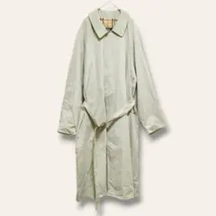 【バーバリー】ベルト付きステンカラーコート　トレンチ　緑系　大きいサイズ　ロング
