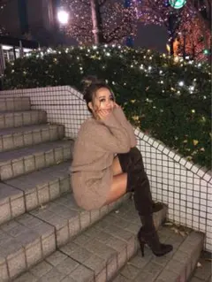 EGOIST センターケーブルフェザーニットワンピース ライトブラウン