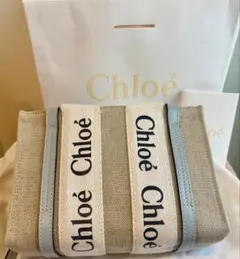 【完売カラー】Chloé Woody ミニトートバッグ ライトブルーのサムネイル