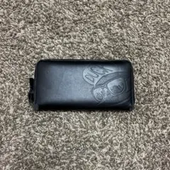 黒のレザー長財布 ゴールドジッパー ヴィンテージ加工