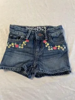 babyGap 花柄刺繍 デニムショートパンツ 80cm 12-18M