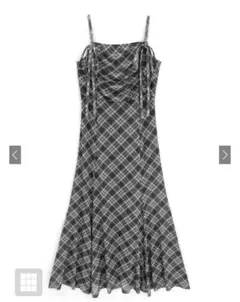 【GRL】 チェック柄ギャザーリボンキャミソールワンピース[dk1411]