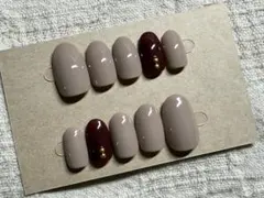 ネイルチップ 【大人シンプル ボルドーネイル】