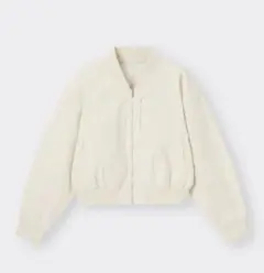 【新品　タグ付】ジーユー　GU　クロップドリブブルゾン＋E　S　ナチュラル　白