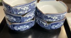 出品終了予定　5客 和食器 有田焼　雲峰 染付 山水文 刺身皿　皿約高さ7✖️15のサムネイル