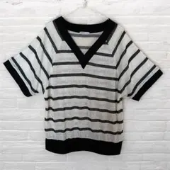 ボーダー Vネック 半袖 トップス Tシャツ
