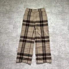 Mila Owen ミラオーウェン チェック柄 ワイドパンツ ウール混
