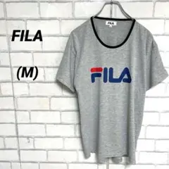 FILAフィラ　ロゴTシャツ Uネックカットソー　グレー　夏服　半袖　M